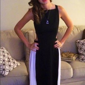 Bcbgmaxazria black and white gown